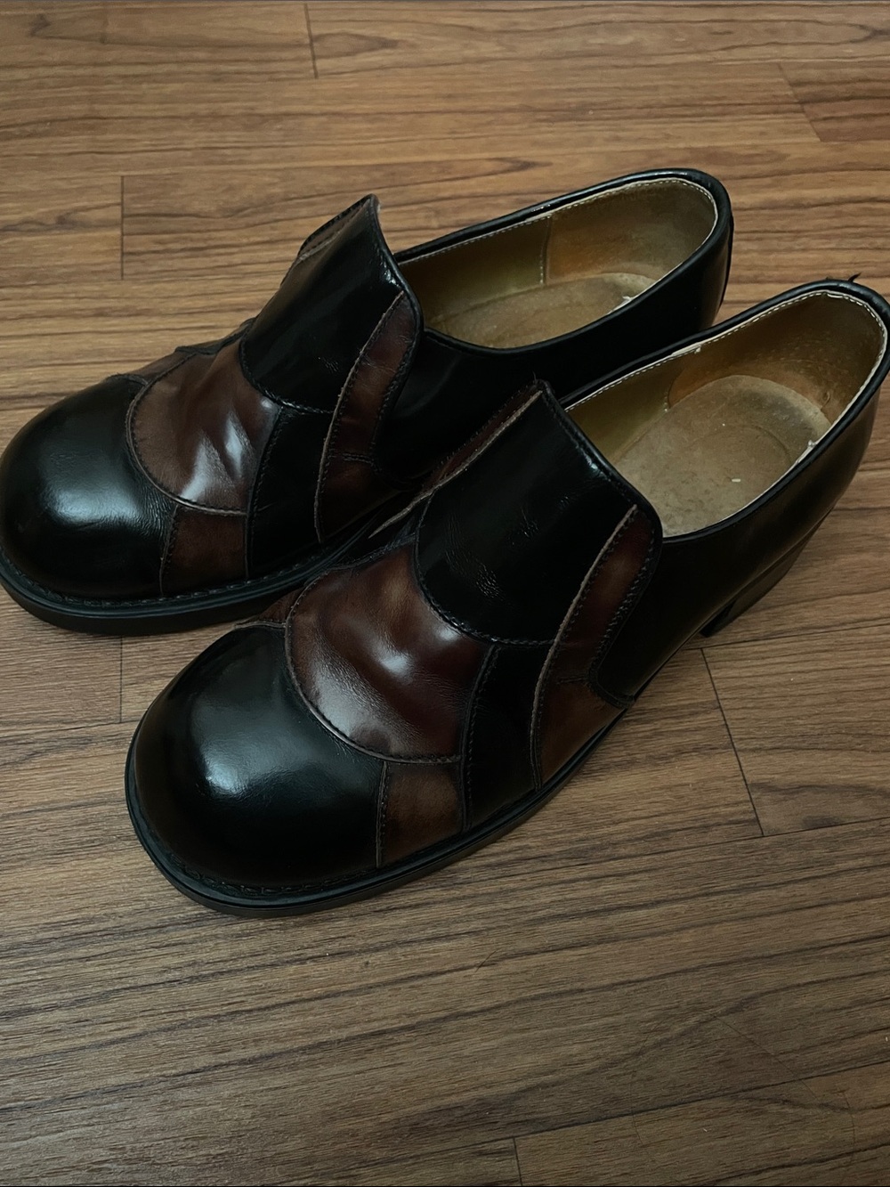 Vintage Brown Colorblock Heels size 8